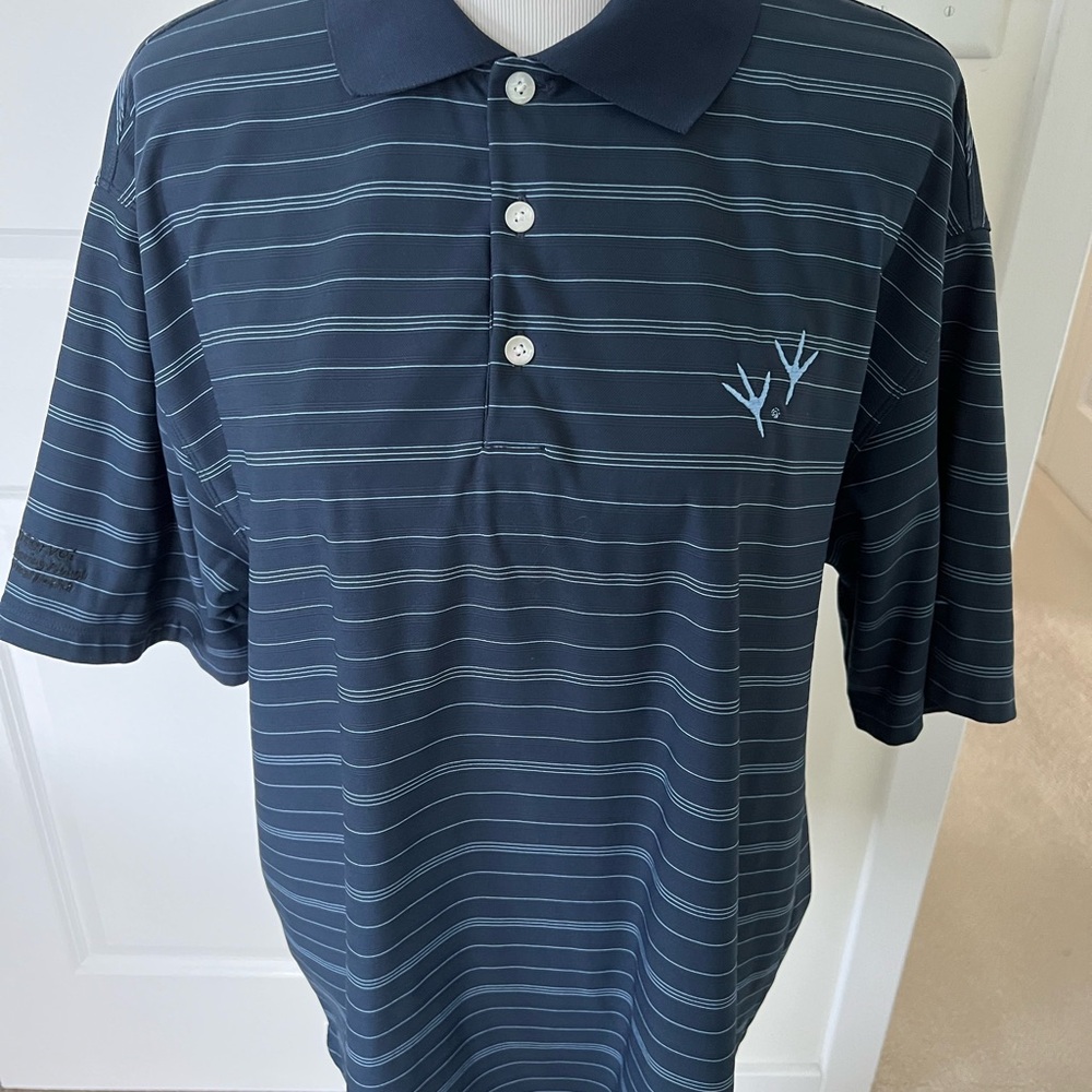 Nike Golf Dry Fit Men’s Navy Striped Polo Shirt Large